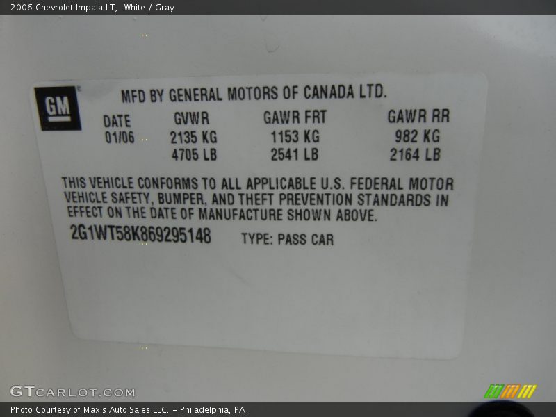 White / Gray 2006 Chevrolet Impala LT