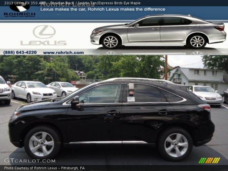Obsidian Black / Saddle Tan/Espresso Birds Eye Maple 2013 Lexus RX 350 AWD