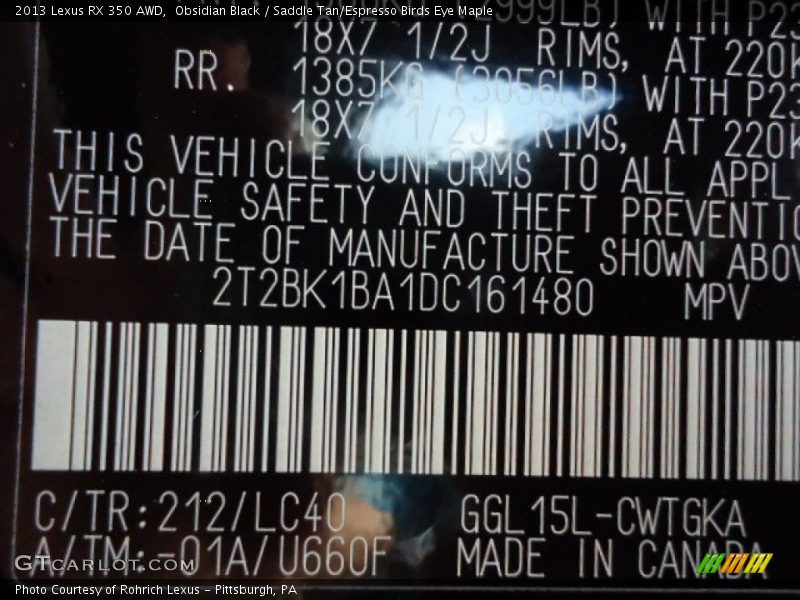 Obsidian Black / Saddle Tan/Espresso Birds Eye Maple 2013 Lexus RX 350 AWD