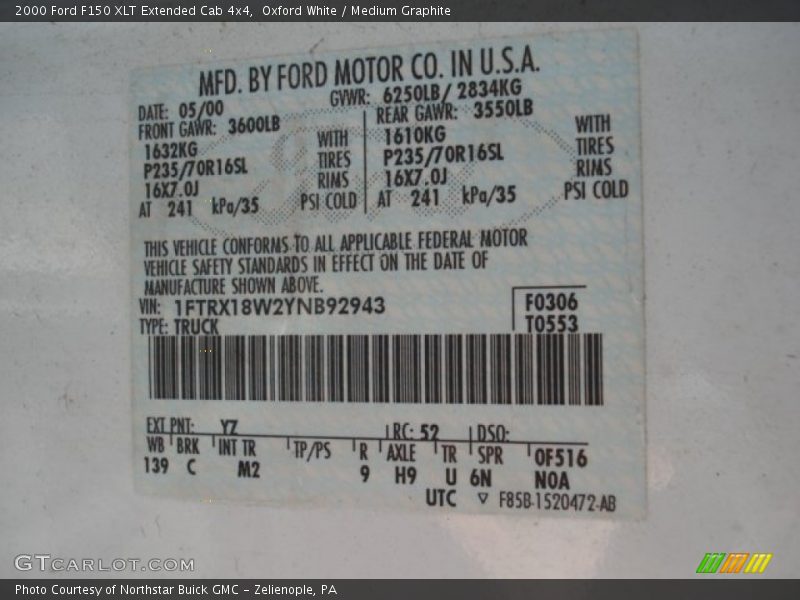 Oxford White / Medium Graphite 2000 Ford F150 XLT Extended Cab 4x4