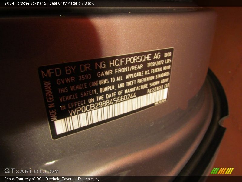 Seal Grey Metallic / Black 2004 Porsche Boxster S
