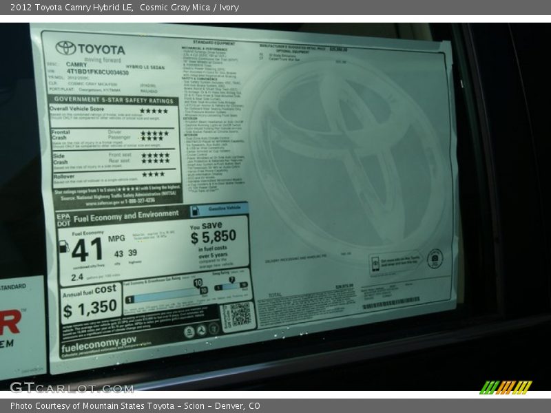 Cosmic Gray Mica / Ivory 2012 Toyota Camry Hybrid LE