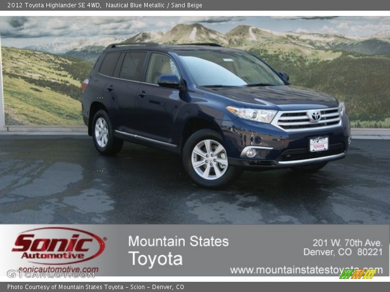 Nautical Blue Metallic / Sand Beige 2012 Toyota Highlander SE 4WD