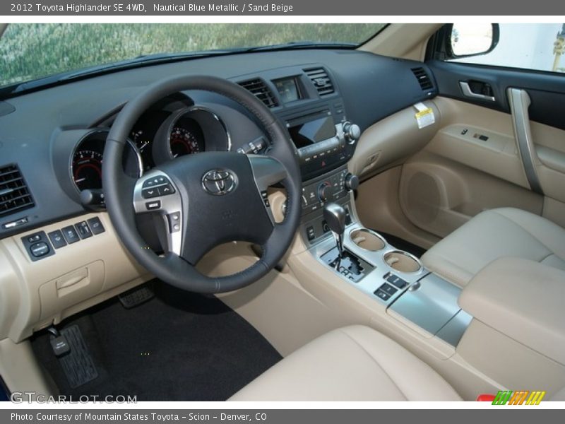 Nautical Blue Metallic / Sand Beige 2012 Toyota Highlander SE 4WD