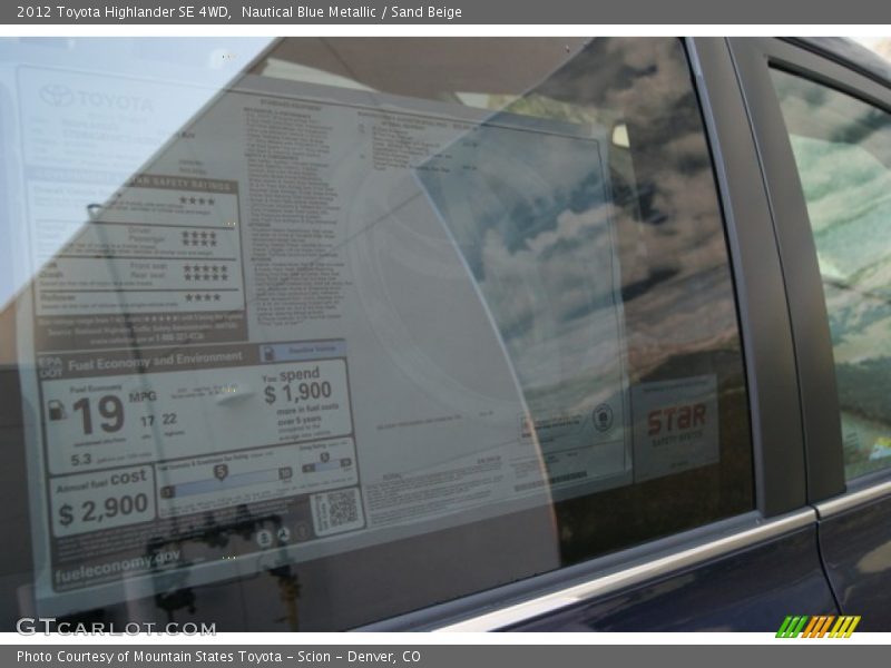 Nautical Blue Metallic / Sand Beige 2012 Toyota Highlander SE 4WD