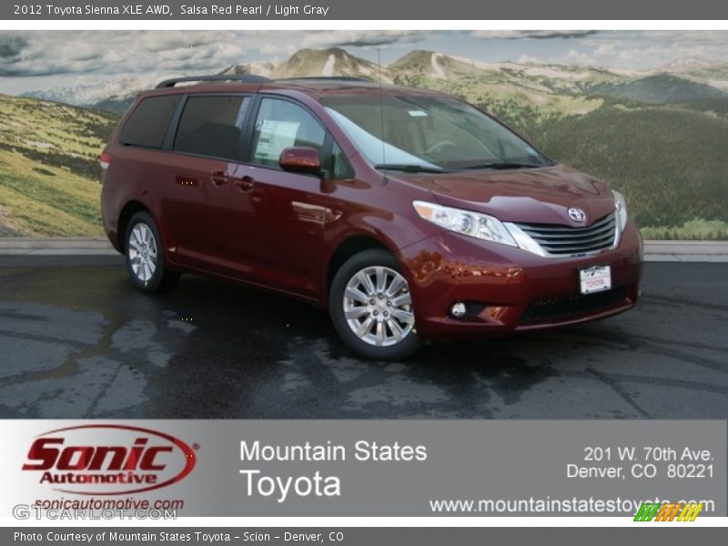 Salsa Red Pearl / Light Gray 2012 Toyota Sienna XLE AWD