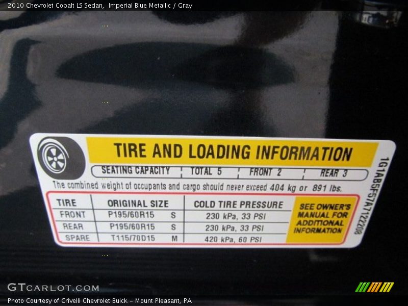 Imperial Blue Metallic / Gray 2010 Chevrolet Cobalt LS Sedan