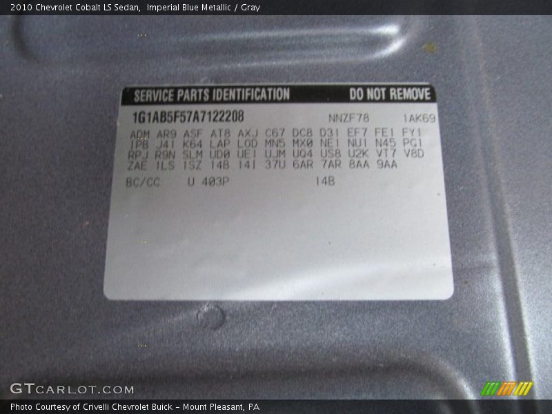 Imperial Blue Metallic / Gray 2010 Chevrolet Cobalt LS Sedan
