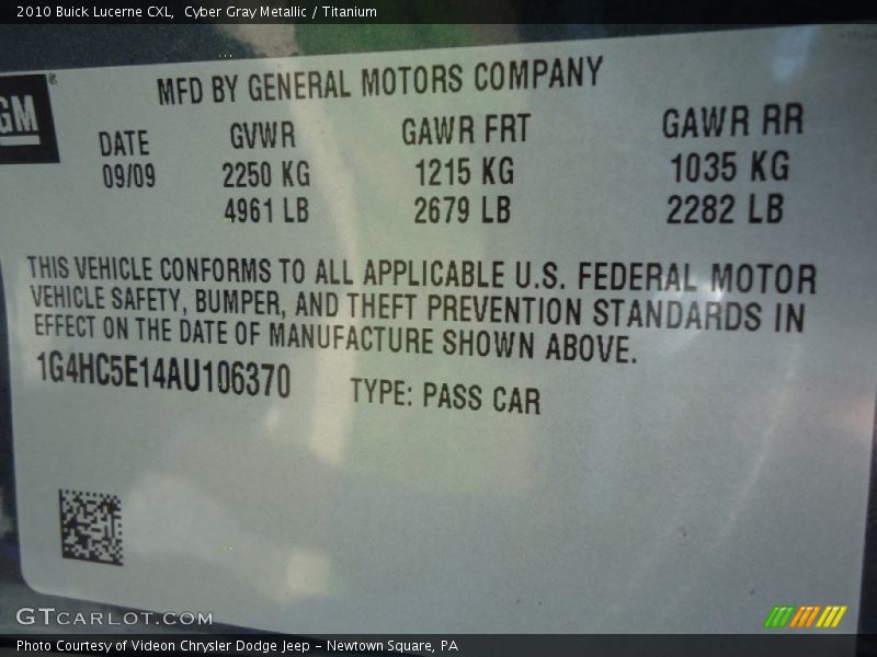 Cyber Gray Metallic / Titanium 2010 Buick Lucerne CXL