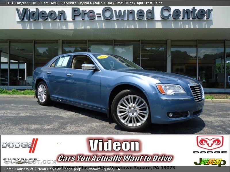 Sapphire Crystal Metallic / Dark Frost Beige/Light Frost Beige 2011 Chrysler 300 C Hemi AWD