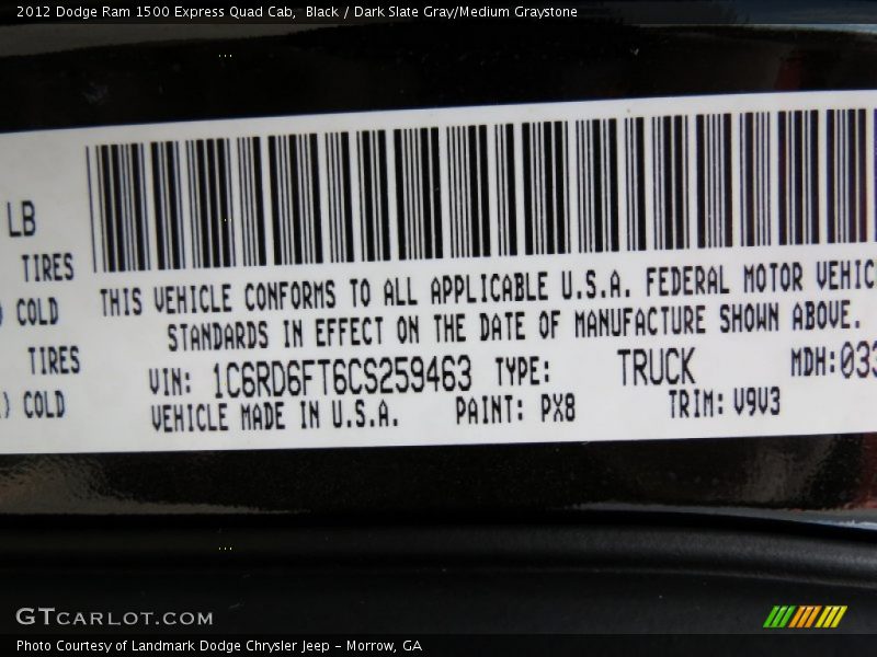 Black / Dark Slate Gray/Medium Graystone 2012 Dodge Ram 1500 Express Quad Cab