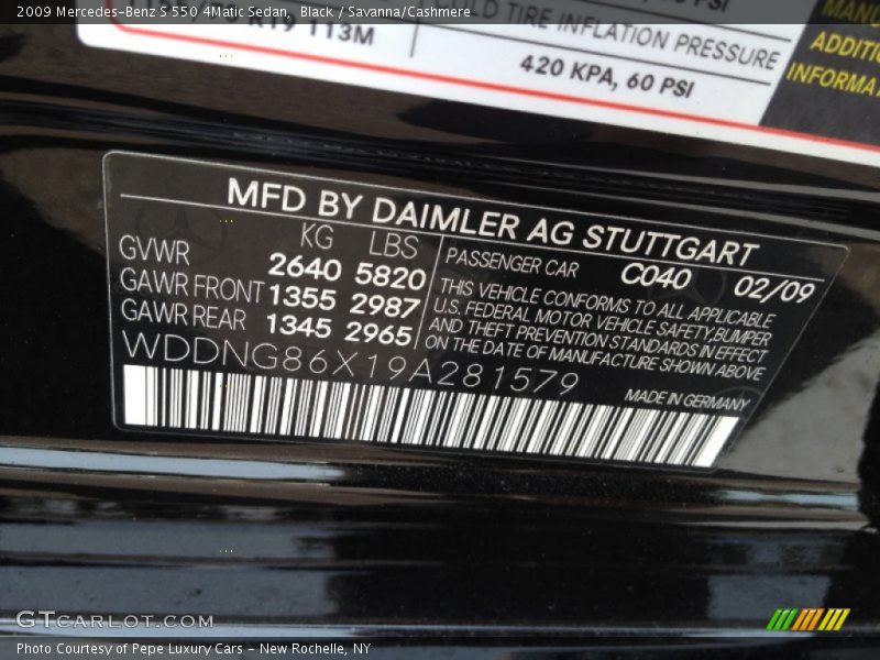 Black / Savanna/Cashmere 2009 Mercedes-Benz S 550 4Matic Sedan