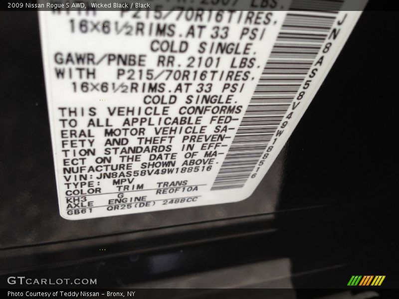 Wicked Black / Black 2009 Nissan Rogue S AWD