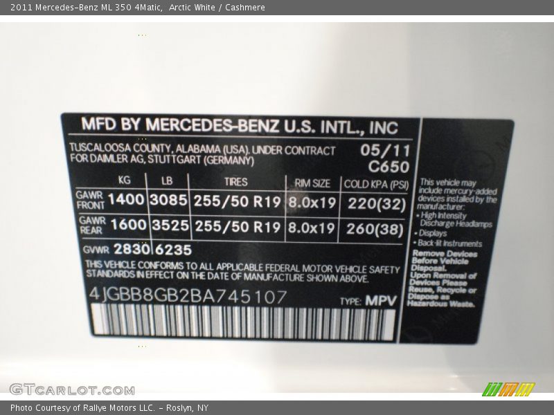 Arctic White / Cashmere 2011 Mercedes-Benz ML 350 4Matic