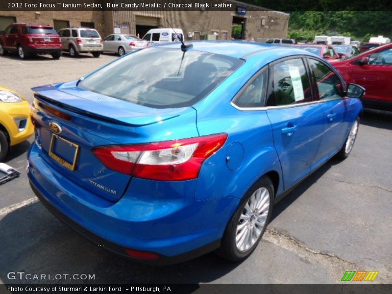 Blue Candy Metallic / Charcoal Black Leather 2012 Ford Focus Titanium Sedan
