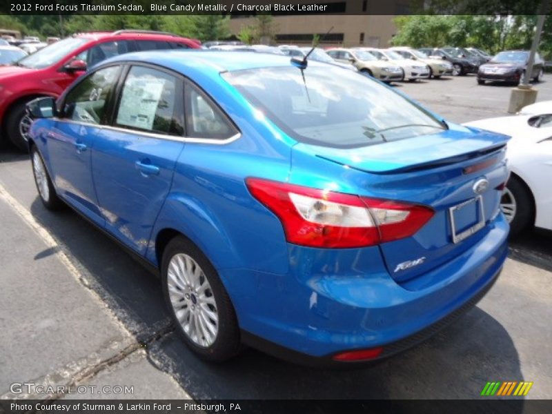 Blue Candy Metallic / Charcoal Black Leather 2012 Ford Focus Titanium Sedan