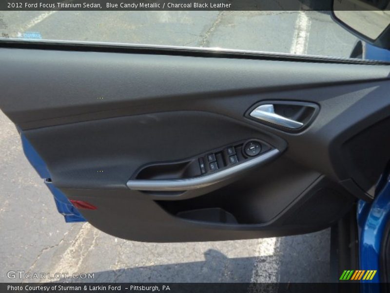 Blue Candy Metallic / Charcoal Black Leather 2012 Ford Focus Titanium Sedan