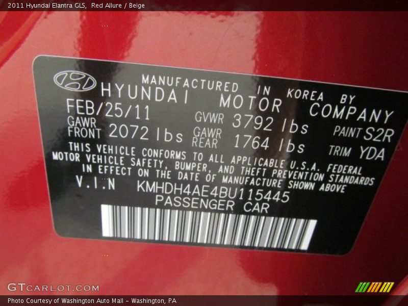 Red Allure / Beige 2011 Hyundai Elantra GLS