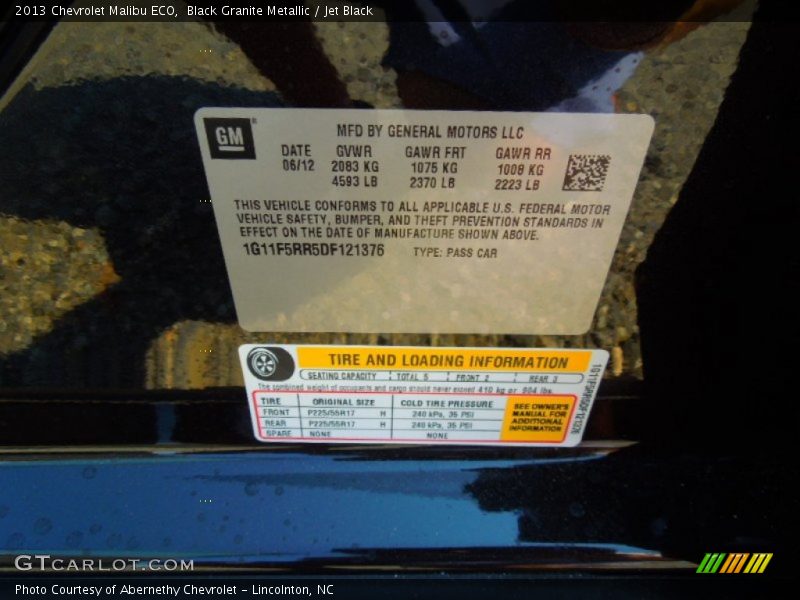 Black Granite Metallic / Jet Black 2013 Chevrolet Malibu ECO