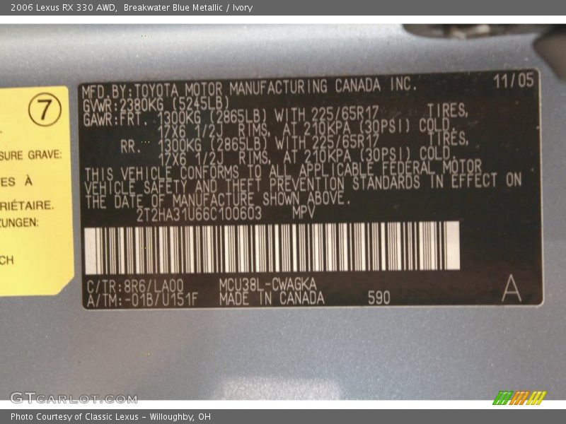 Breakwater Blue Metallic / Ivory 2006 Lexus RX 330 AWD