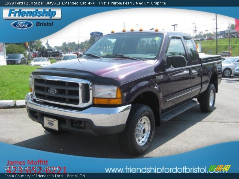 Thistle Purple Pearl / Medium Graphite 1999 Ford F250 Super Duty XLT Extended Cab 4x4