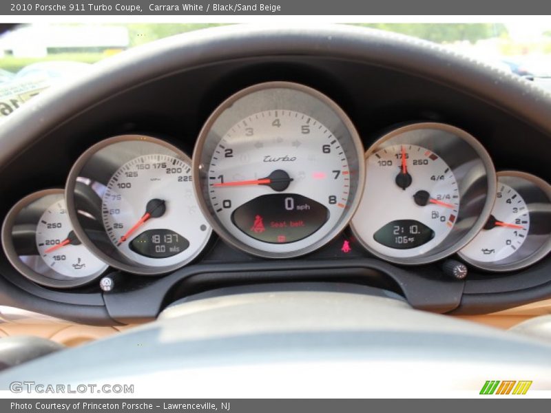 Carrara White / Black/Sand Beige 2010 Porsche 911 Turbo Coupe