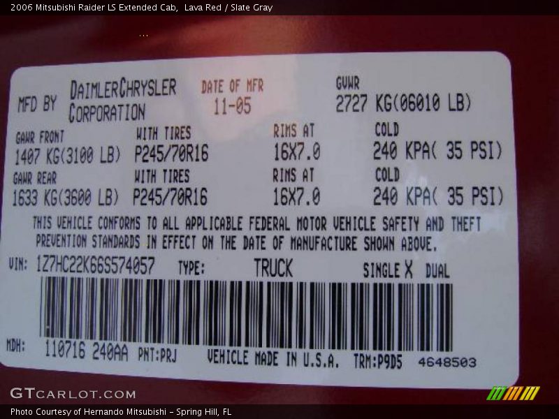 Lava Red / Slate Gray 2006 Mitsubishi Raider LS Extended Cab