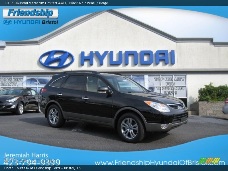 Black Noir Pearl / Beige 2012 Hyundai Veracruz Limited AWD