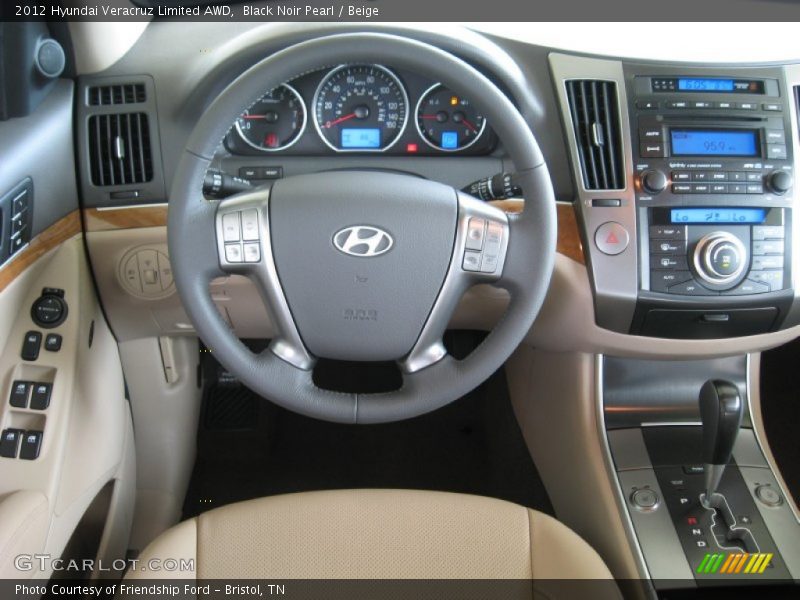Black Noir Pearl / Beige 2012 Hyundai Veracruz Limited AWD