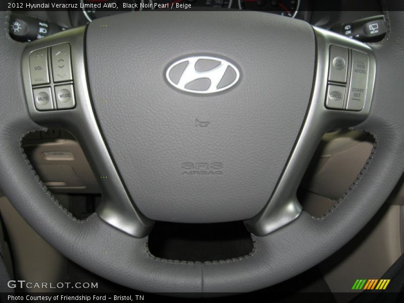 Black Noir Pearl / Beige 2012 Hyundai Veracruz Limited AWD