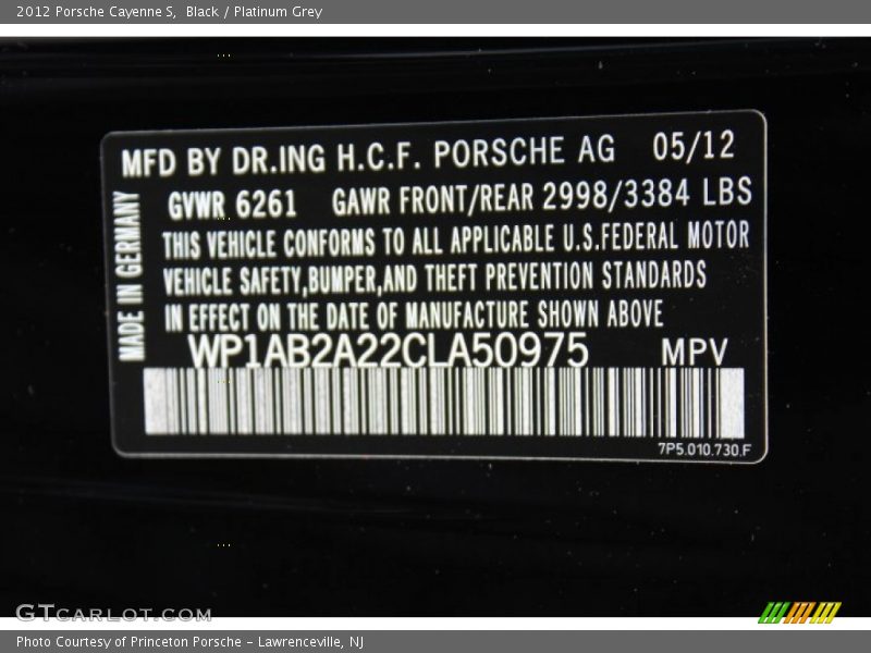 Black / Platinum Grey 2012 Porsche Cayenne S