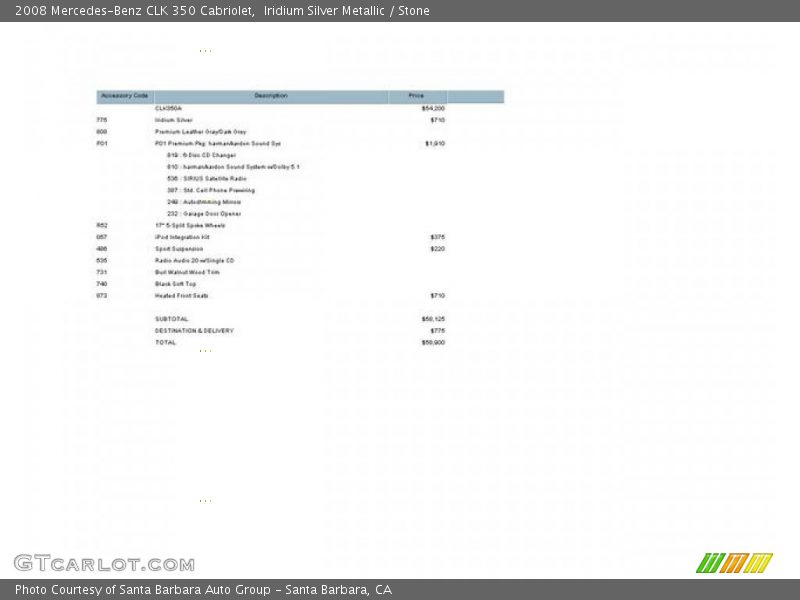 Iridium Silver Metallic / Stone 2008 Mercedes-Benz CLK 350 Cabriolet