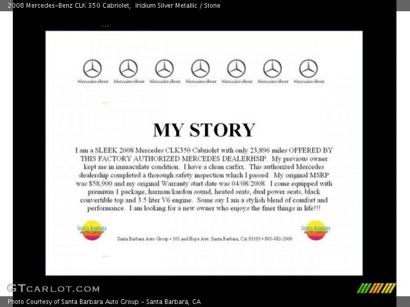 Iridium Silver Metallic / Stone 2008 Mercedes-Benz CLK 350 Cabriolet