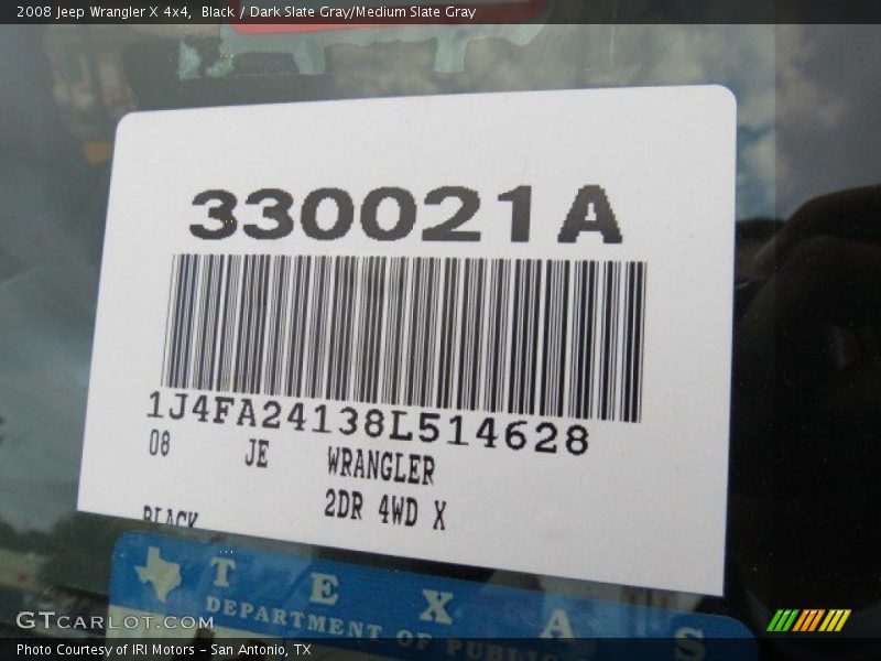 Black / Dark Slate Gray/Medium Slate Gray 2008 Jeep Wrangler X 4x4