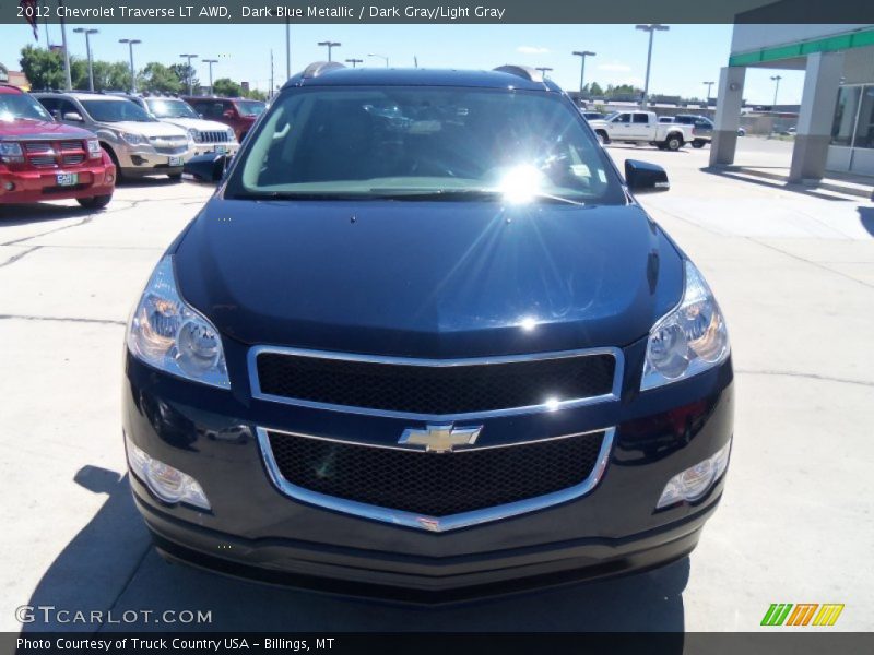 Dark Blue Metallic / Dark Gray/Light Gray 2012 Chevrolet Traverse LT AWD