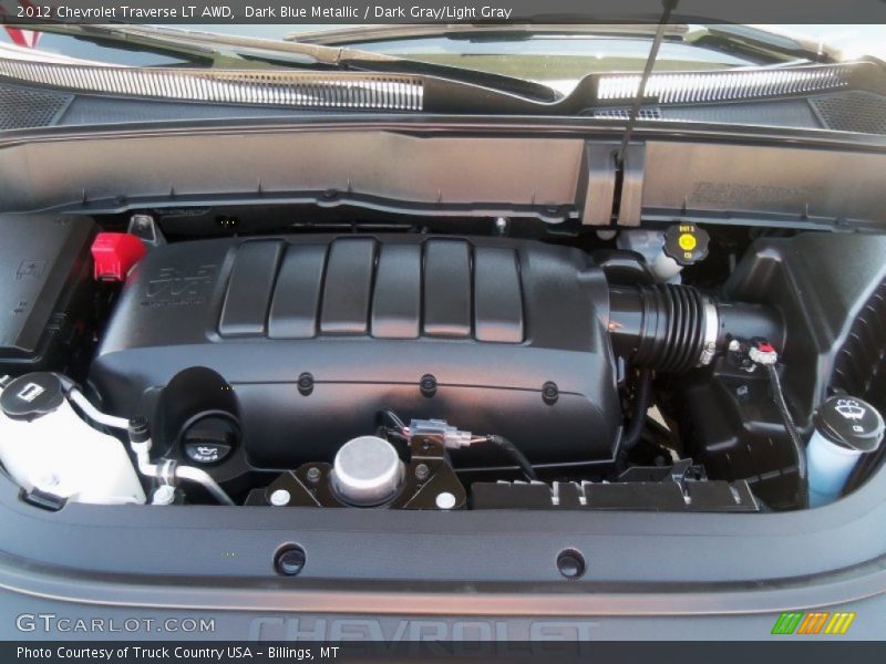 Dark Blue Metallic / Dark Gray/Light Gray 2012 Chevrolet Traverse LT AWD