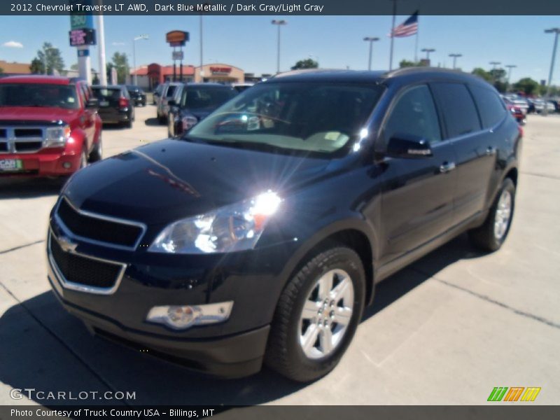 Dark Blue Metallic / Dark Gray/Light Gray 2012 Chevrolet Traverse LT AWD