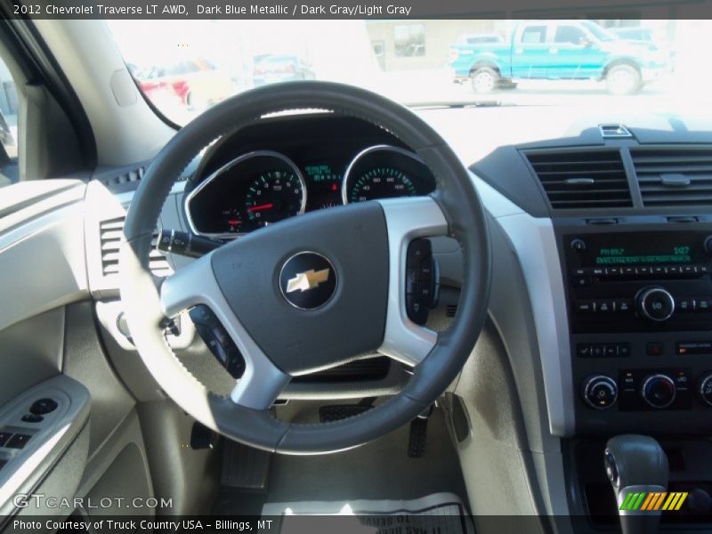 Dark Blue Metallic / Dark Gray/Light Gray 2012 Chevrolet Traverse LT AWD