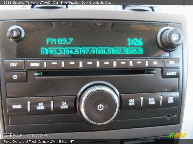 Dark Blue Metallic / Dark Gray/Light Gray 2012 Chevrolet Traverse LT AWD