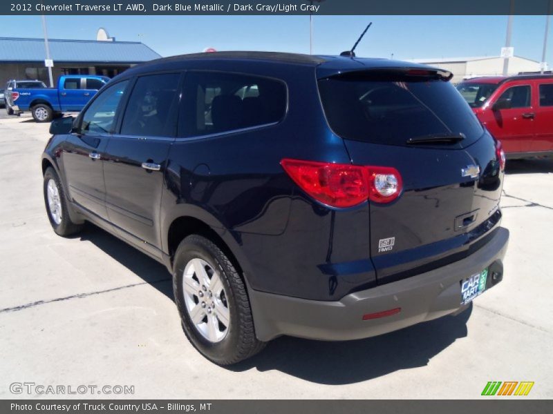 Dark Blue Metallic / Dark Gray/Light Gray 2012 Chevrolet Traverse LT AWD
