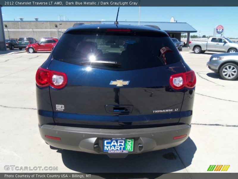Dark Blue Metallic / Dark Gray/Light Gray 2012 Chevrolet Traverse LT AWD