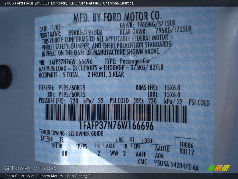 CD Silver Metallic / Charcoal/Charcoal 2006 Ford Focus ZX5 SE Hatchback