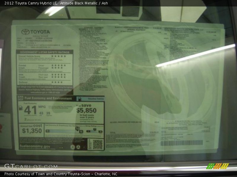 Attitude Black Metallic / Ash 2012 Toyota Camry Hybrid LE