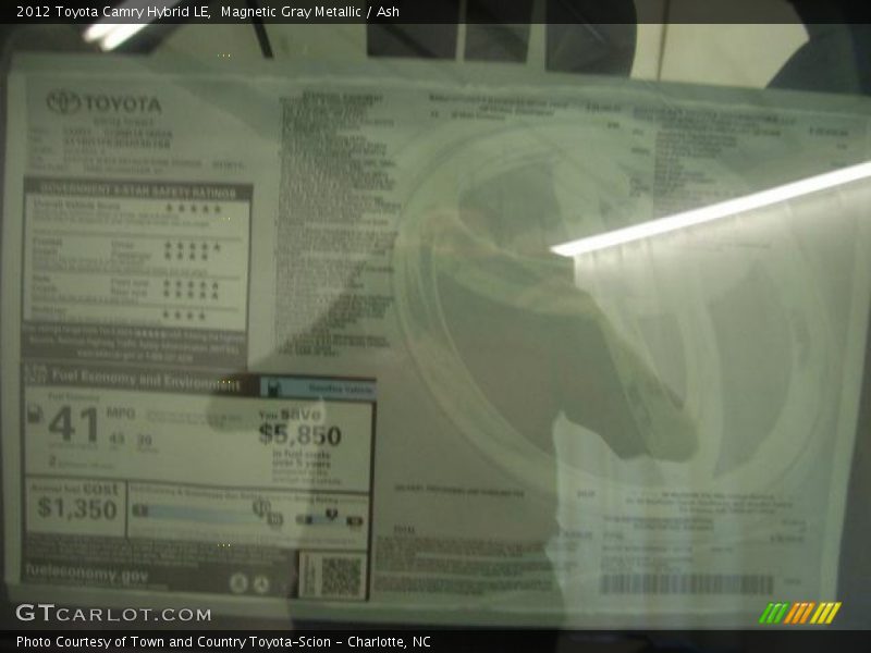 Magnetic Gray Metallic / Ash 2012 Toyota Camry Hybrid LE