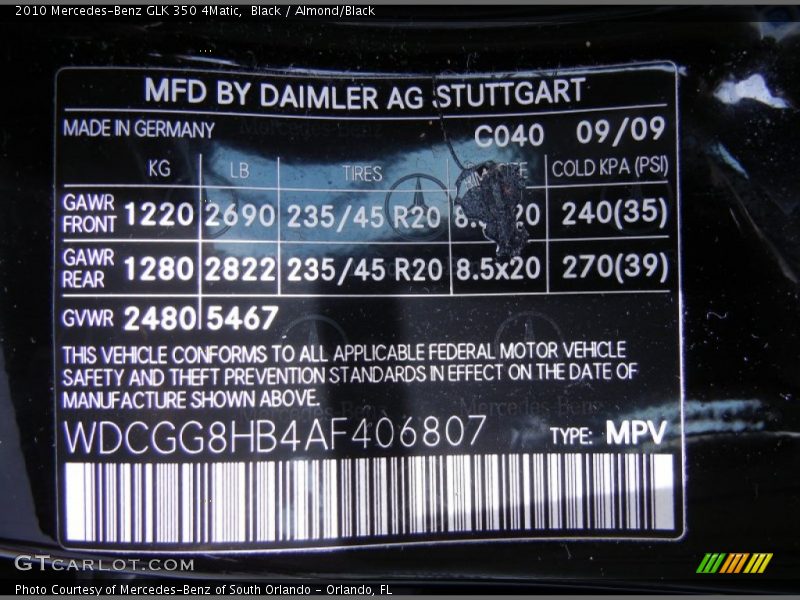 Black / Almond/Black 2010 Mercedes-Benz GLK 350 4Matic