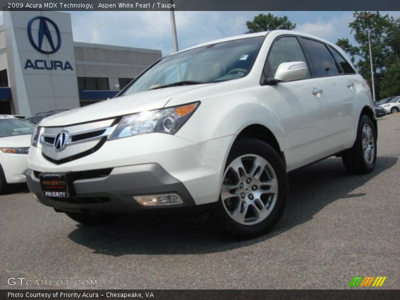 Aspen White Pearl / Taupe 2009 Acura MDX Technology