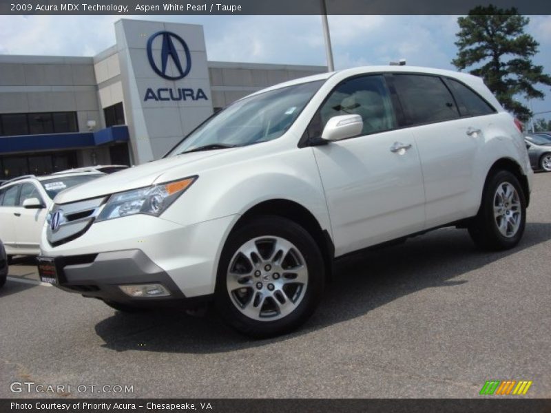 Aspen White Pearl / Taupe 2009 Acura MDX Technology