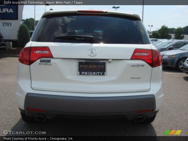Aspen White Pearl / Taupe 2009 Acura MDX Technology