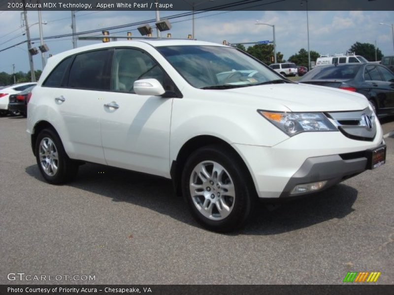 Aspen White Pearl / Taupe 2009 Acura MDX Technology