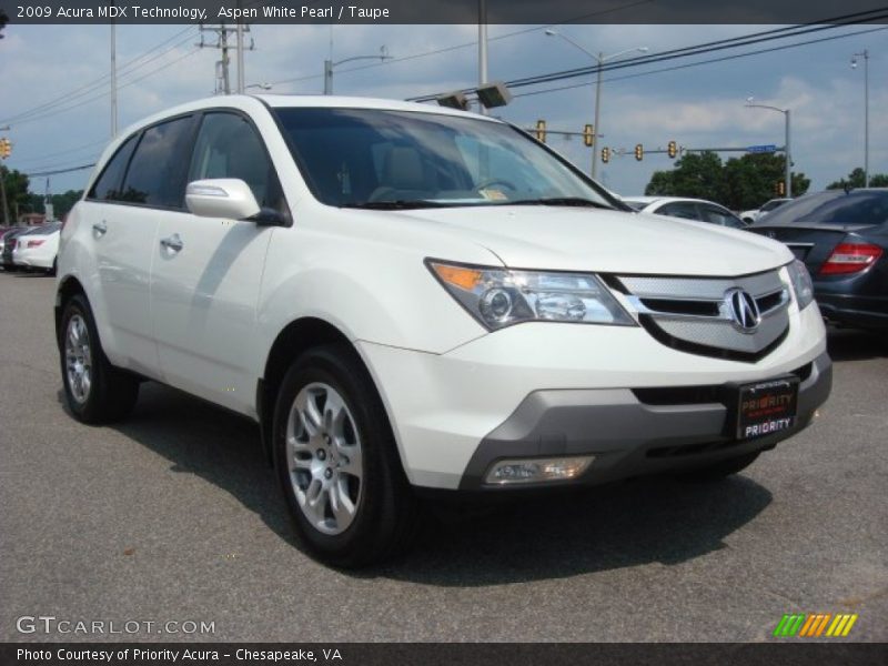 Aspen White Pearl / Taupe 2009 Acura MDX Technology
